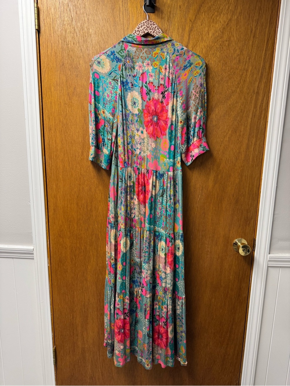 Natural Life Rebecca ButterSoft Midi Dress Blue Garden Patchwork Small NEW NWT - Picture 11 of 12